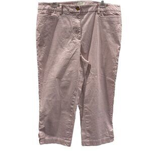 Talbots Cropped Chino Pants Womens 16 Pink Gingham Casual Slacks Coastal Preppy